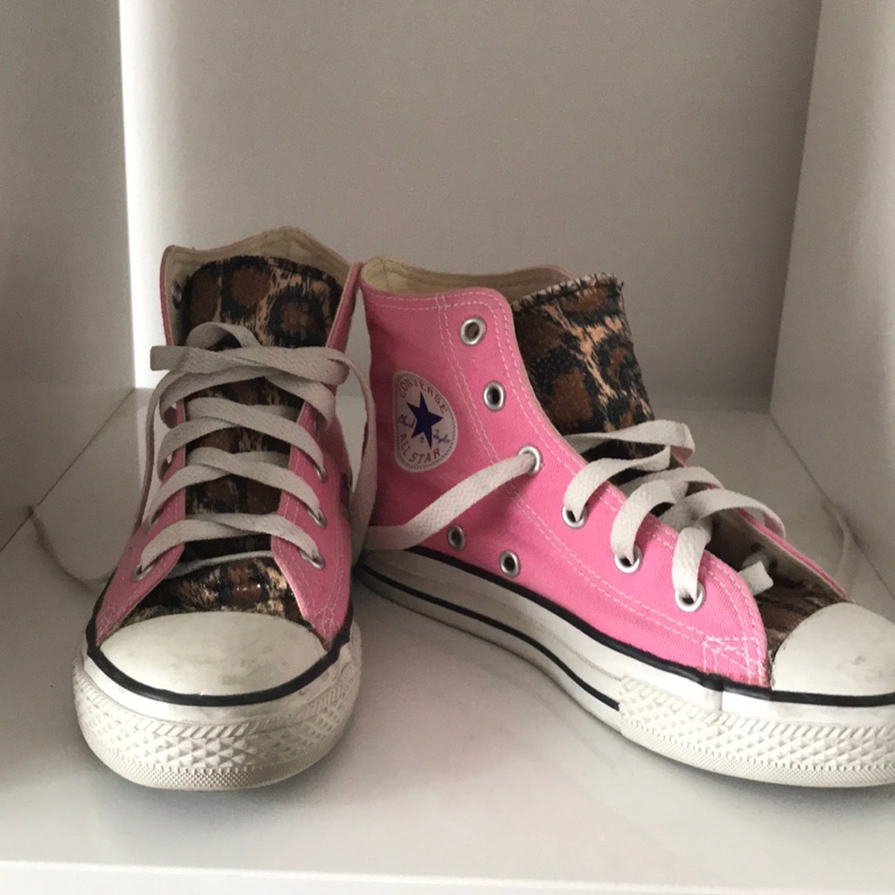 Custom leopard high top converse